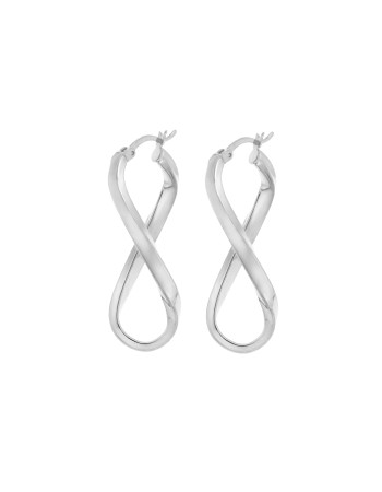 Σκουλαρίκια Γυναικεία Senza από ασήμι 925, κρίκος με μακρόστενο στριφογυριστό σχέδιο - SSR3703SR