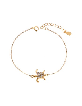 Βραχιόλι Senza Silver 925 Gold Plated, Χελώνα με ζιργκόν - SSR3716GD