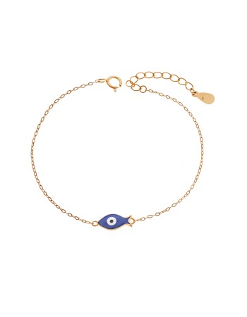 Βραχιόλι Senza Silver 925 Gold Plated, Ψαράκι με μπλε σμάλτο - SSR3717GBL