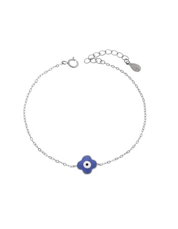Βραχιόλι Senza Silver 925, Σταυρουδάκι με μάτι και μπλε σμάλτο - SSR3719SBL