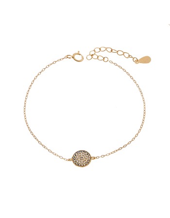Βραχιόλι Senza Silver 925 Gold Plated, Μάτι-στόχος με ζιργκόν - SSR3725GLB