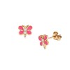 Σκουλαρίκια Senza από επιχρυσωμένο ασήμι 925, με ροζ-λευκή πεταλούδα - SSR3726-4GD