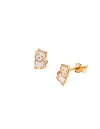 Σκουλαρίκια Senza από επιχρυσωμένο ασήμι 925, με σκυλάκι - SSR3734GD