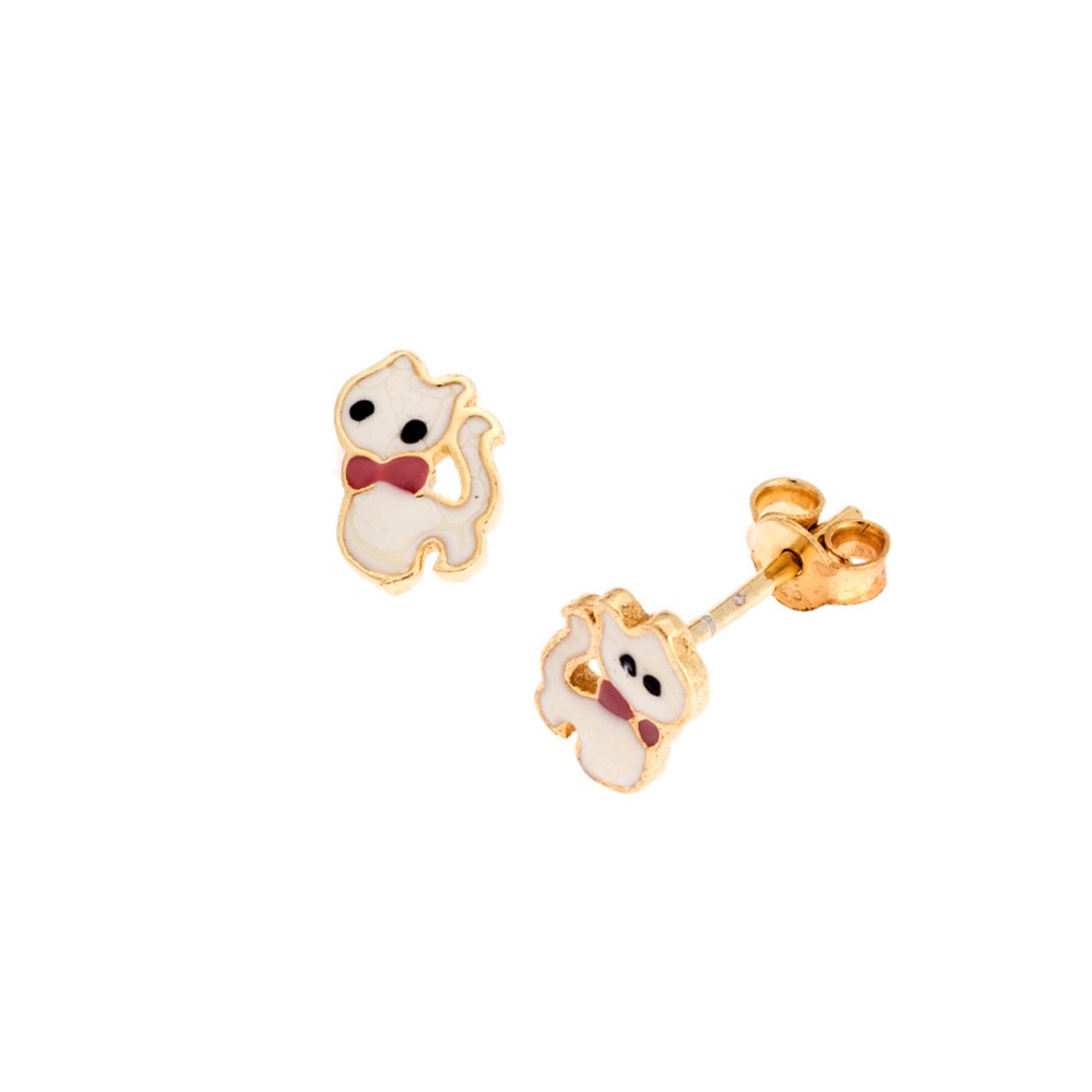 Σκουλαρίκια Senza από επιχρυσωμένο ασήμι 925, με γατούλα - SSR3735GD