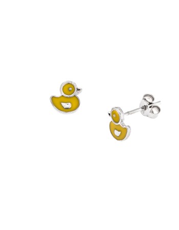 Σκουλαρίκια Senza από ασήμι 925, με κίτρινο παπάκι - SSR3741SYW