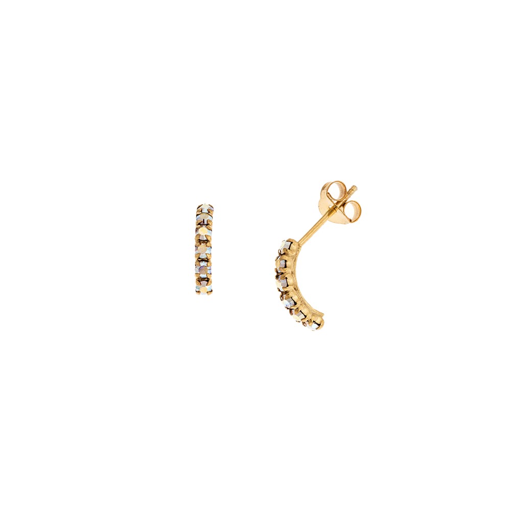 Σκουλαρίκια Κρίκοι Senza από επιχρυσωμένο ασήμι 925, με ιριδίζον ζιργκόν - SSR3752-1GD