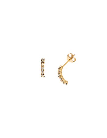 Σκουλαρίκια Κρίκοι Senza από επιχρυσωμένο ασήμι 925, με ιριδίζον ζιργκόν - SSR3752-1GD