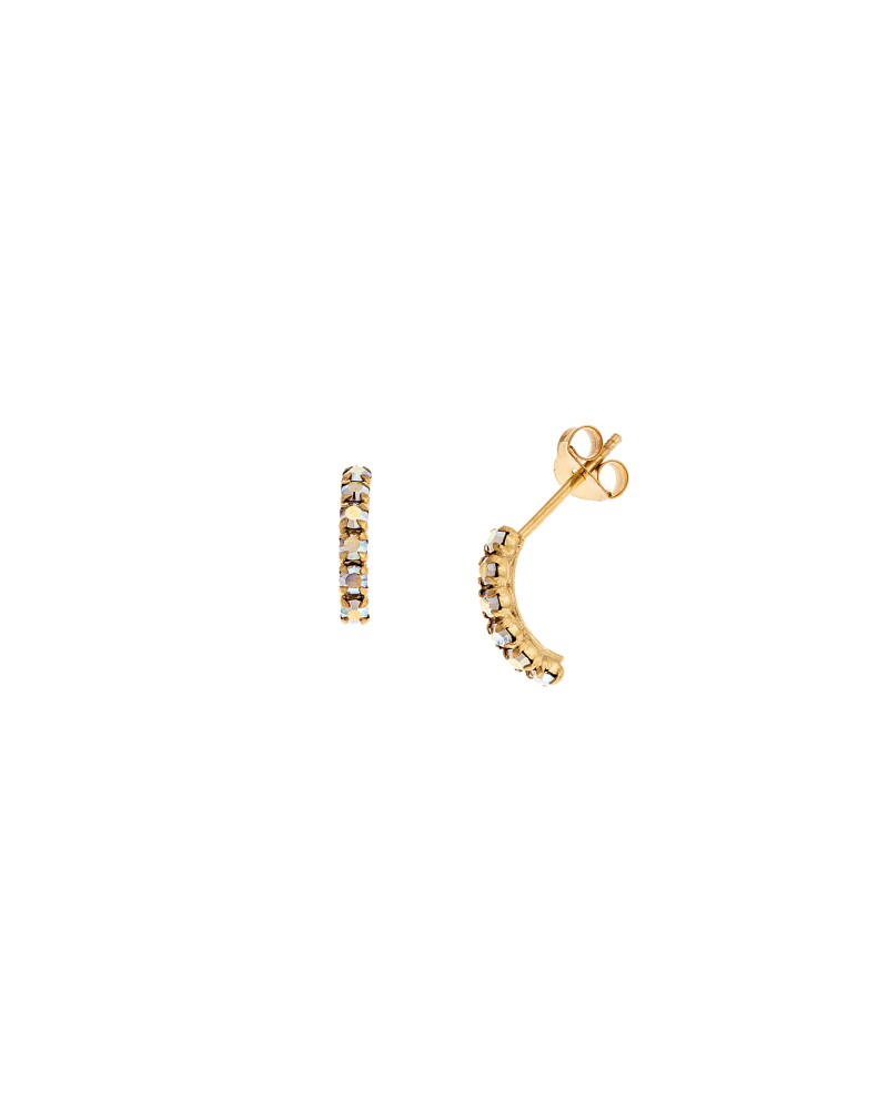 Σκουλαρίκια Κρίκοι Senza από επιχρυσωμένο ασήμι 925, με ιριδίζον ζιργκόν - SSR3752-1GD