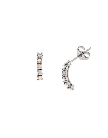 Σκουλαρίκια Κρίκοι Senza από ασήμι 925, με ιριδίζον ζιργκόν - SSR3752-1SR