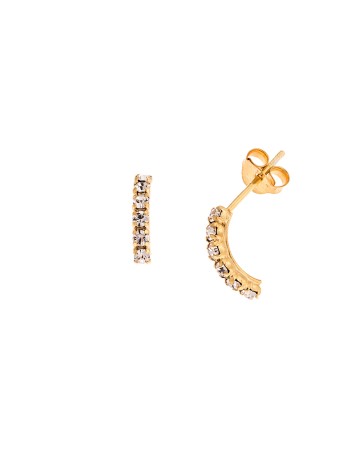 Σκουλαρίκια Κρίκοι Senza από επιχρυσωμένο ασήμι 925, με λευκά ζιργκόν - SSR3752GD