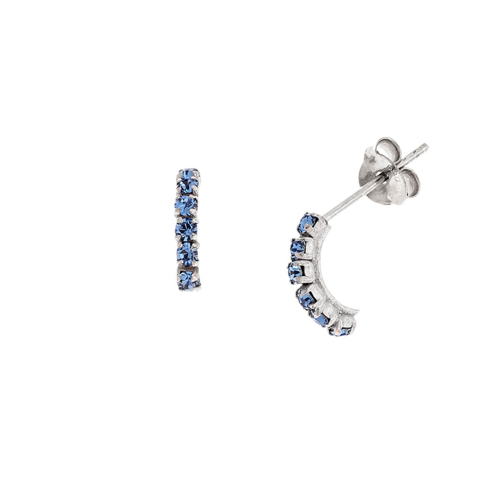 Σκουλαρίκια Κρίκοι Senza από ασήμι 925, με μπλε ζιργκόν - SSR3752SBL