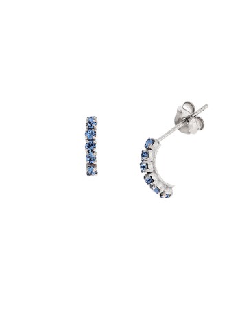 Σκουλαρίκια Κρίκοι Senza από ασήμι 925, με μπλε ζιργκόν - SSR3752SBL