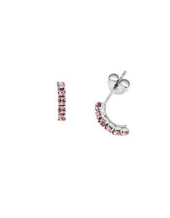 Σκουλαρίκια Κρίκοι Senza από ασήμι 925, με ροζ ζιργκόν - SSR3752SPK