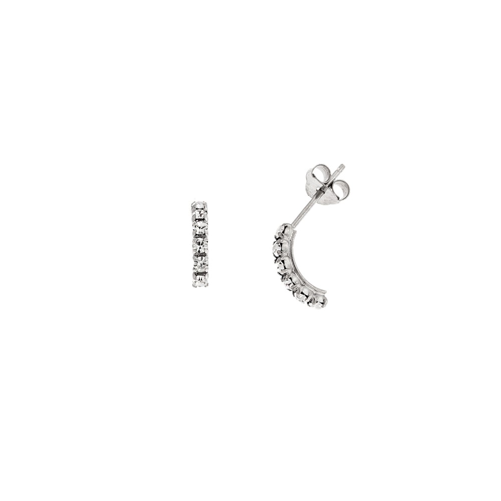 Σκουλαρίκια Κρίκοι Senza από ασήμι 925, με λευκά ζιργκόν - SSR3752SR