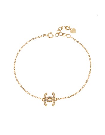 Βραχιόλι Γυναικείο Senza από επιχρυσωμένο ασήμι 925, με λευκά ζιργκόν - SSR3767GD