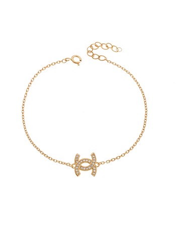 Βραχιόλι Γυναικείο Senza από επιχρυσωμένο ασήμι 925, με λευκά ζιργκόν - SSR3768GD