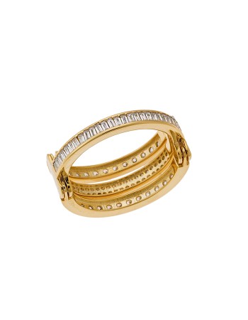 Δαχτυλίδι Senza από επιχρυσωμένο ασήμι 925, πολυμορφικές βέρες με λευκά ζιργκόν - SSR3779GD