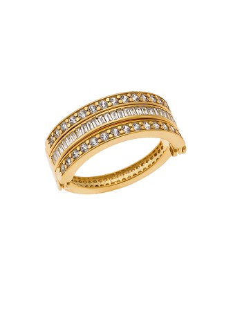 Δαχτυλίδι Senza από επιχρυσωμένο ασήμι 925, πολυμορφικές βέρες με λευκά ζιργκόν - SSR3779GD