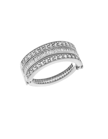 Δαχτυλίδι Senza από ασήμι 925, πολυμορφικές βέρες με λευκά ζιργκόν - SSR3779SR