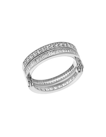 Δαχτυλίδι Senza από ασήμι 925, πολυμορφικές βέρες με λευκά ζιργκόν - SSR3779SR