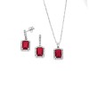 Σετ Γυναικείο Senza από ασήμι 925, Μοτίφ και σκουλαρίκια με κόκκινη πέτρα και λευκά ζιργκόν - SSR3782SRD