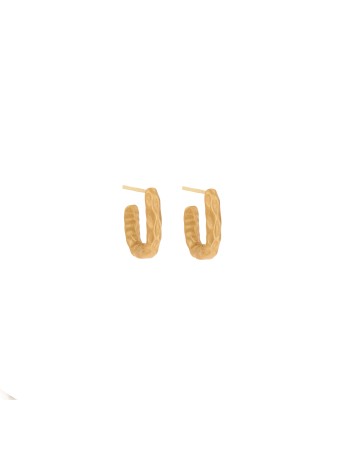 Σκουλαρίκια Senza από επιχρυσωμένο ασήμι 925, Ματ σφυρήλατο κρικάκι - SSR3796GD