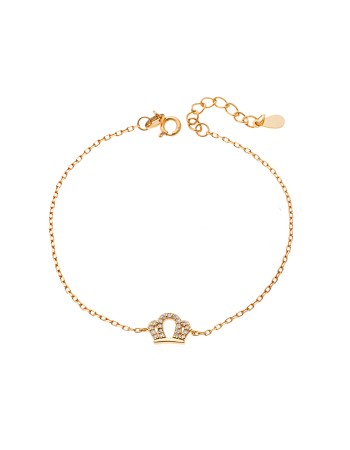 Βραχιόλι Γυναικείο Senza από επιχρυσωμένο ασήμι 925, κορώνα με λευκά ζιργκόν - SSR3819-1GD