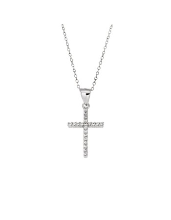 Μοτίφ Senza από ασήμι 925, Σταυρός με λευκά ζιργκόν - SSR3830SR