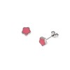 Σκουλαρίκια Senza από ασήμι 925, με ροζ λουλούδι - SSR3864SR