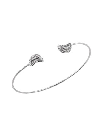 Βραχιόλι Γυναικείο Senza από ασήμι 925, λεπτή χειροπέδα με φεγγάρι και λευκά ζιργκόν - SSR3883SR