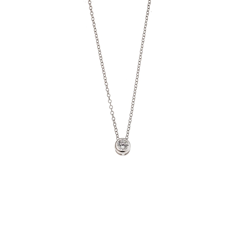 Μενταγιόν SENZA από ασήμι 925, μονόπετρο με λευκό ζιργκόν - SSR3896SR