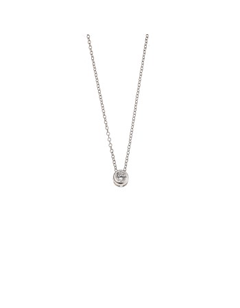 Μενταγιόν SENZA από ασήμι 925, μονόπετρο με λευκό ζιργκόν - SSR3896SR