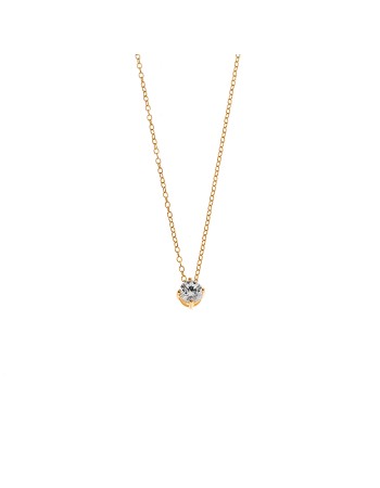 Μενταγιόν SENZA από επιχρυσωμένο ασήμι 925, μονόπετρο με λευκό ζιργκόν - SSR3897-1GD