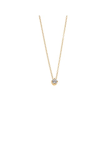 Μενταγιόν SENZA από επιχρυσωμένο ασήμι 925, μονόπετρο με λευκό ζιργκόν - SSR3897GD