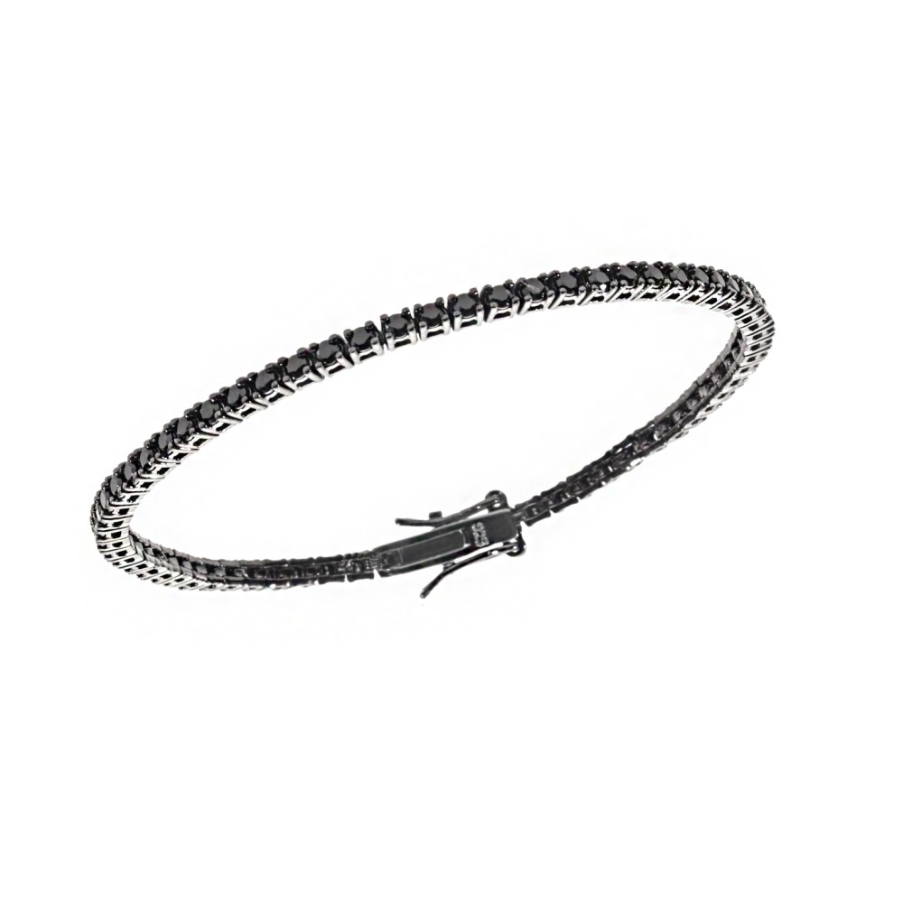 Βραχιόλι UNISEX Senza από ασήμι 925, Ριβιέρα με μαύρα ζιργκόν - SSR3902BK