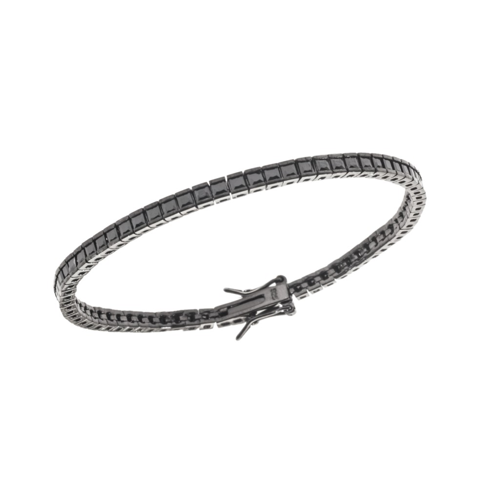 Βραχιόλι UNISEX Senza από ασήμι 925, Ριβιέρα με μαύρα ζιργκόν - SSR3903BK