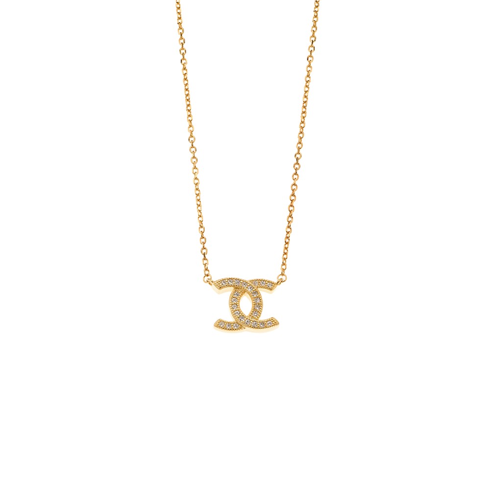 Κολιέ Senza από επιχρυσωμένο ασήμι 925, με λευκά ζιργκόν - SSR3916GD