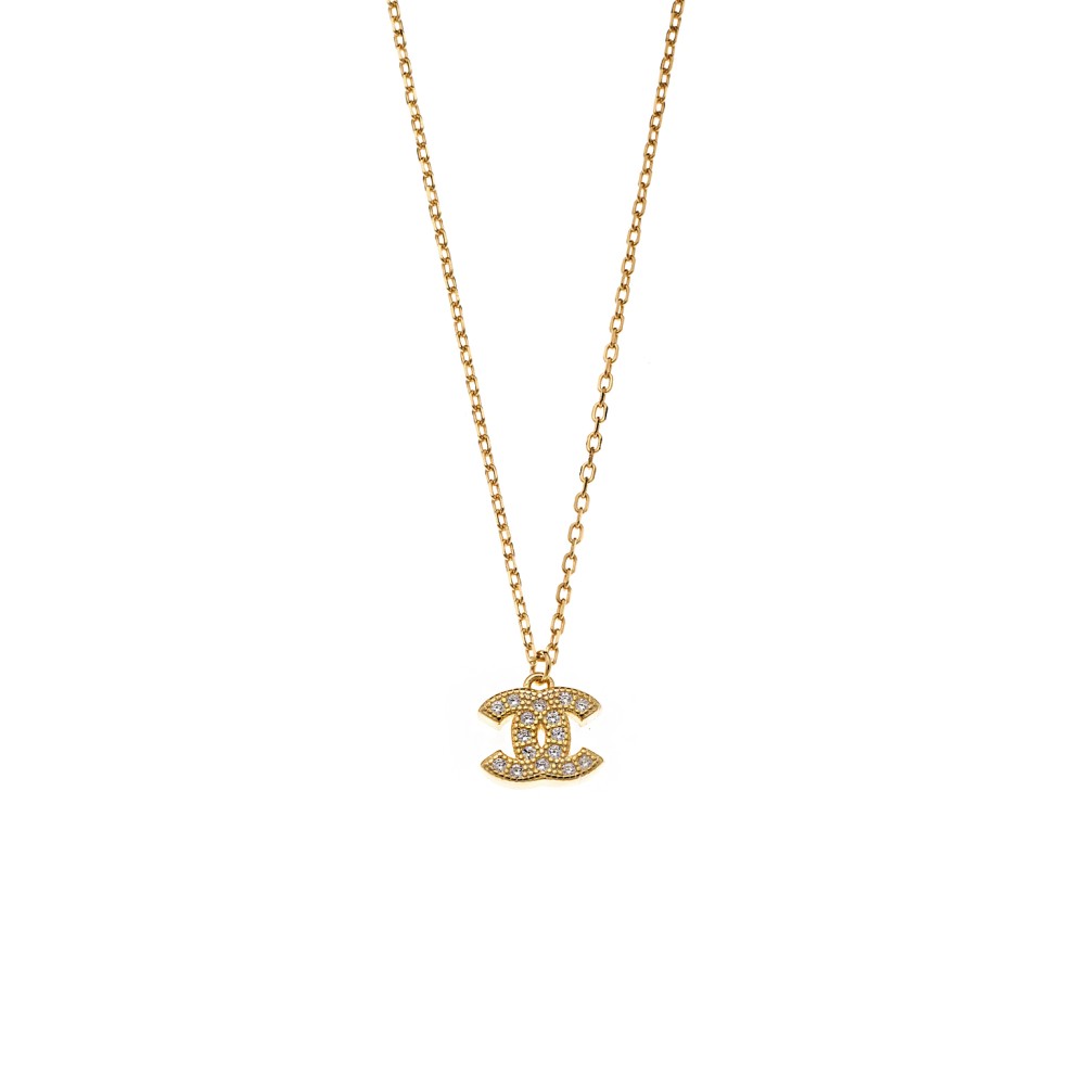 Κολιέ Senza από επιχρυσωμένο ασήμι 925, με λευκά ζιργκόν - SSR3917GD