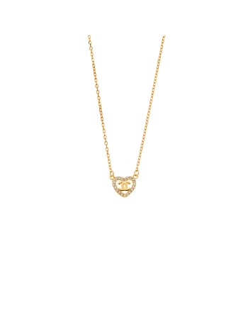 Κολιέ Senza από επιχρυσωμένο ασήμι 925, καρδιά με λευκά ζιργκόν - SSR3918GD