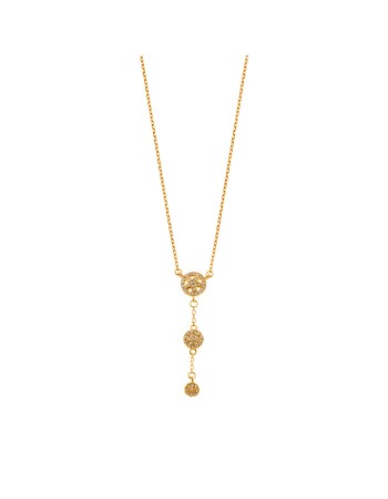 Κολιέ Senza από επιχρυσωμένο ασήμι 925, τριπλό λουλούδι με λευκά ζιργκόν - SSR3920GD