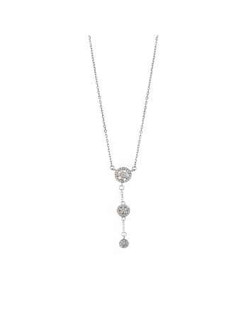 Κολιέ Senza από ασήμι 925, τριπλό λουλούδι με λευκά ζιργκόν - SSR3920SR