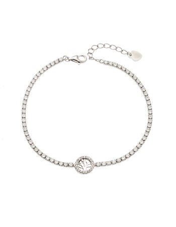 Βραχιόλι Senza από ασήμι 925, Ριβιέρα με δέντρο της Ζωής και λευκά ζιργκόν - SSR3938SR