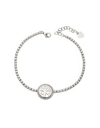 Βραχιόλι Senza από ασήμι 925, Ριβιέρα με δέντρο της Ζωής και λευκά ζιργκόν - SSR3939SR