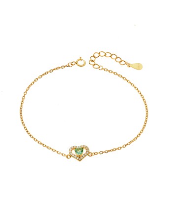 Βραχιόλι Senza από επιχρυσωμένο ασήμι 925, γαλάζια καρδιά με λευκά ζιργκόν - SSR3945GLB