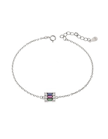 Βραχιόλι Senza από ασήμι 925, με πολύχρωμα και λευκά ζιργκόν - SSR3948SMU
