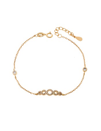 Βραχιόλι Senza από επιχρυσωμένο ασήμι 925, κύκλοι με λευκά ζιργκόν - SSR3949GD