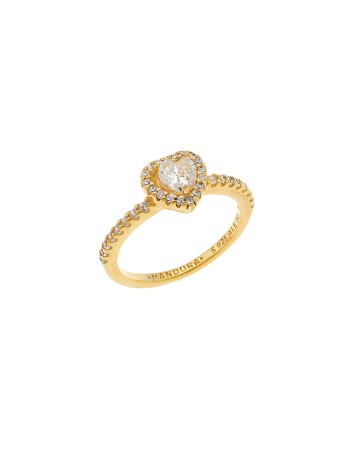 Δαχτυλίδι Senza από επιχρυσωμένο ασήμι 925, Καρδιά με λευκά ζιργκόν - SSR3976GD