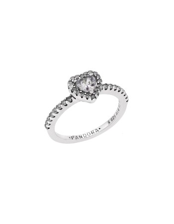 Δαχτυλίδι Senza από επιχρυσωμένο ασήμι 925, Λευκή καρδιά με μαύρα περιμετρικά ζιργκόν - SSR3976SBK