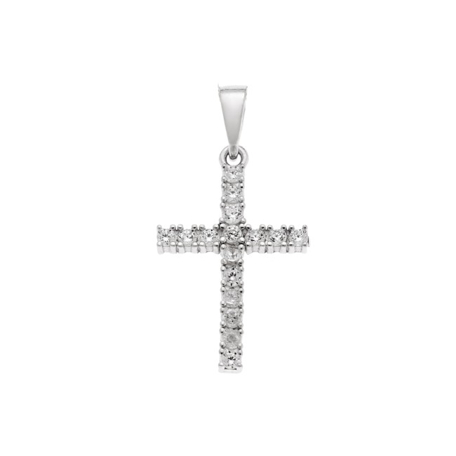 Μενταγιόν Senza από ασήμι 925, σταυρουδάκι με λευκά ζιργκόν - SSR3988SR