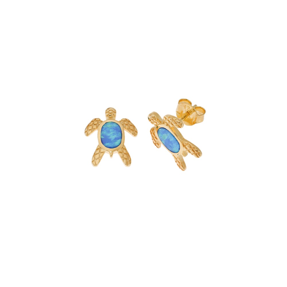 Σκουλαρίκια Senza από επιχρυσωμένο ασήμι 925, χελωνίτσα με Opal - SSR4023GOP